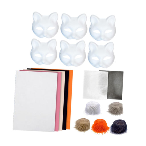 Crofta 6x Cat Mask Kit Kids Craft Animal Face Mask for Masquerade Dressing up Party