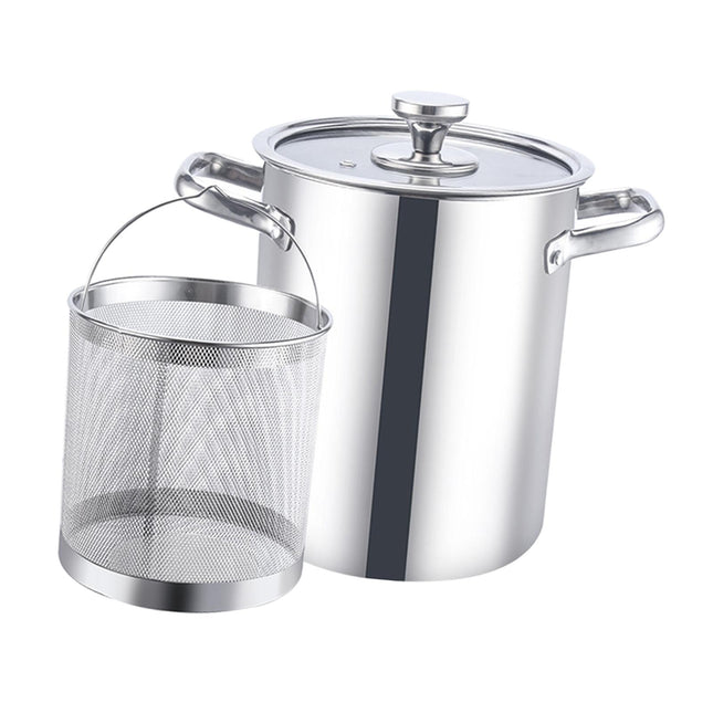 Crofta Stockpot with Glass Lid for Steaming, Frying and Boiling Thick Rice Bucket with Filter