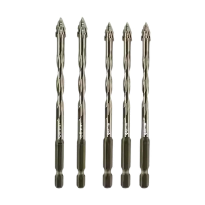 Crofta 5Pcs Four Flute Sawtooth Eccentric Drill Bits Sturdy for Glass Metal Ceramic