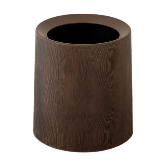 Wood Grain Plastic Trash Can Open Top for Bedroom Indoor Outdoor Living Room without base