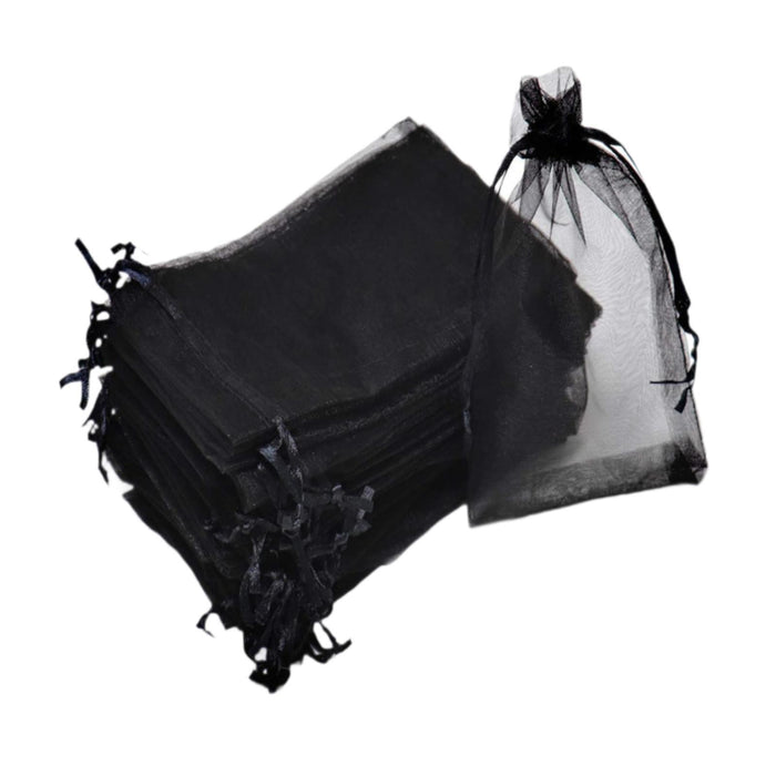 Crofta 100x Organza Bags Wedding Birthday Reusable Party Favors Christmas Gift Bags Black