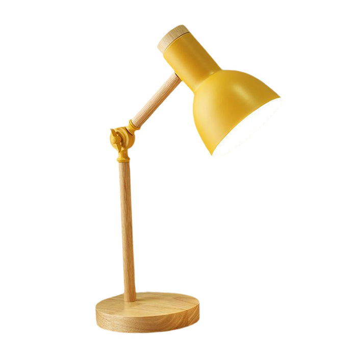 Crofta Stylish Wooden Iron LED Multi-Joint Reading Table Lamp Task Light Flexible Yellow 5W