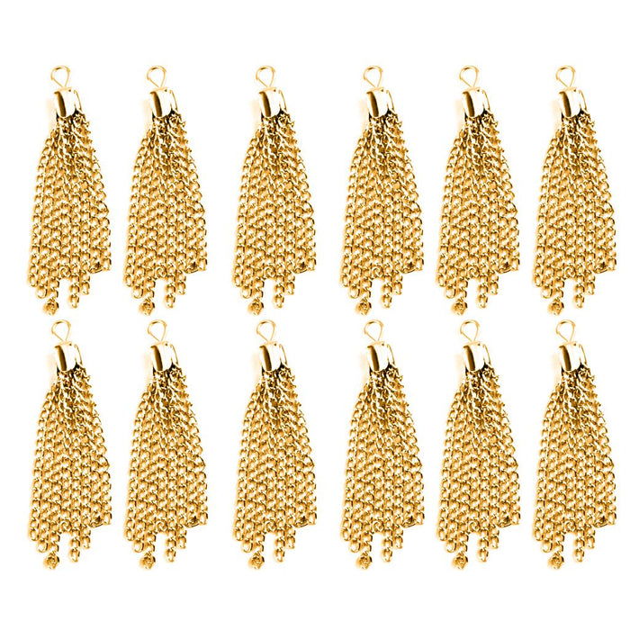 12pcs Golden Tassel Pendants Charms Jewelry Craft Making DIY