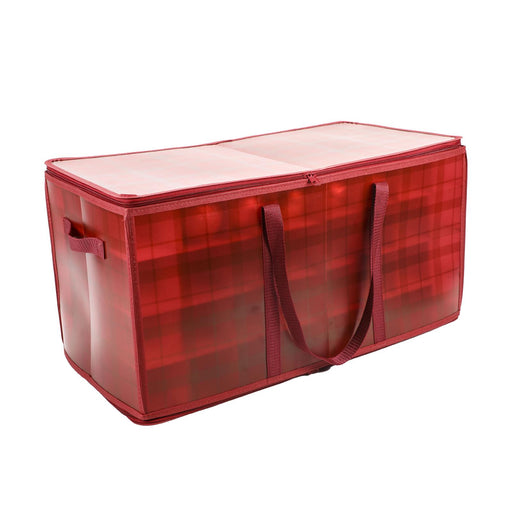 Crofta Christmas Ornament Storage Box with Handles Protection Christmas Ball Holder Red L