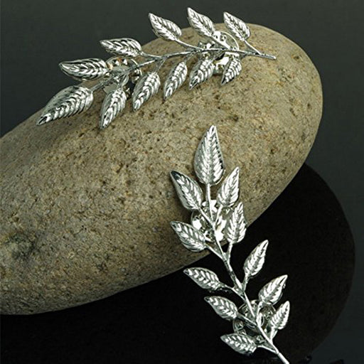 Crofta Women's Vintage Punk Style Leaf Collar Lapel Pin Brooch Silver 1 Pair