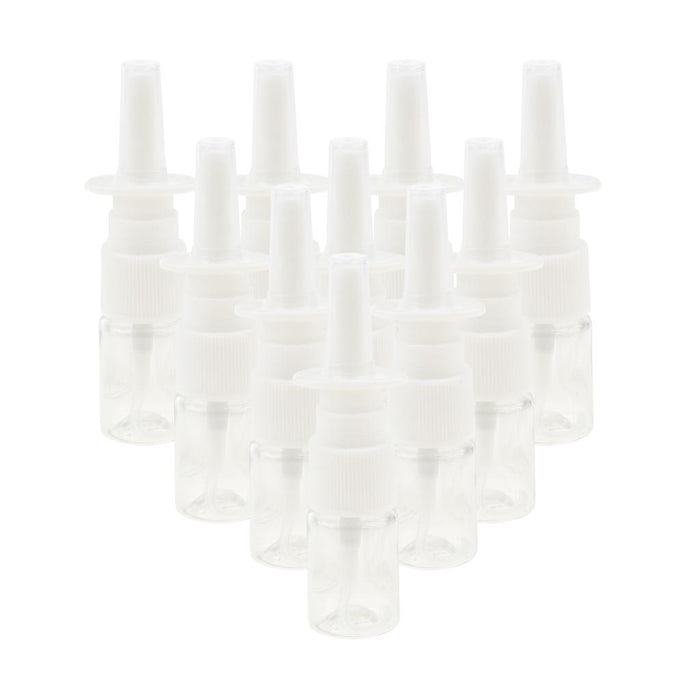 Crofta 10 Pieces 5ml Mini Plastic Nasal Spray Bottles Fine Mist Sprayer Pump Clear