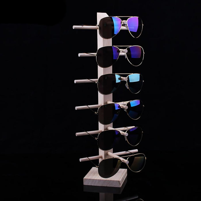 Crofta Wood Sunglasses Eyeglass Rack Display Stand Holder Single Line for 6 Pairs