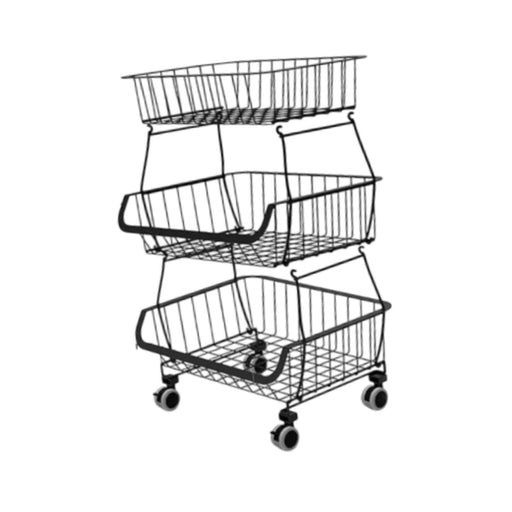 Crofta Fruit Basket for Kitchen with Wheel Multi Tier Storage Container for Pantry 3 layers