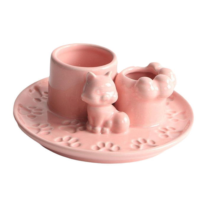 Crofta Incense Holder Decoration Cat Candle Holder for Office Tea Living Room Pink