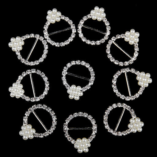 10 Pcs Crystal Diamante Rhinestone Buckle Invitation Ribbon Slider F