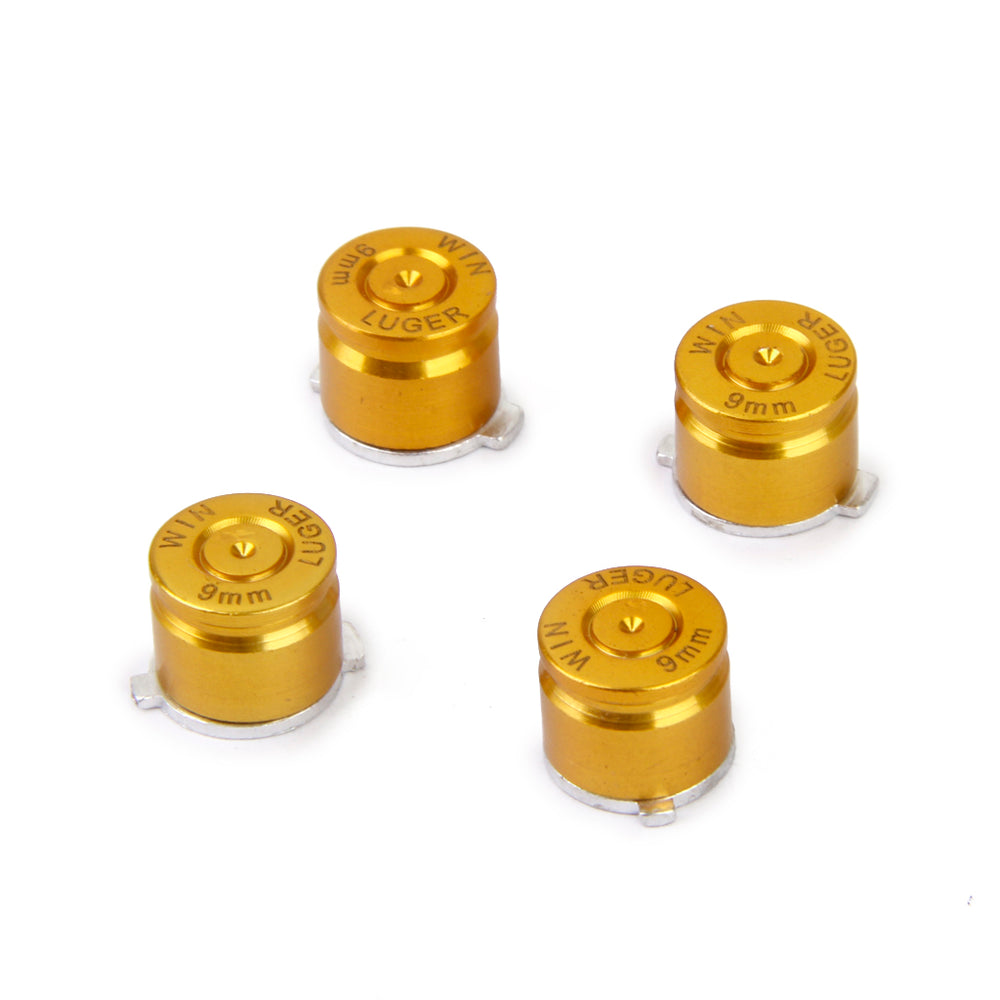 4 x Joystick Aluminum Metal Bullet Buttons Set for PS3/PS4 Controller Golden