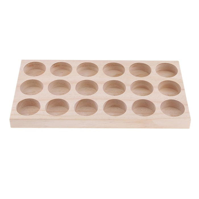 Crofta 18 Slots Essential Oil Holder Display Wooden Storage Case Tray Organizer