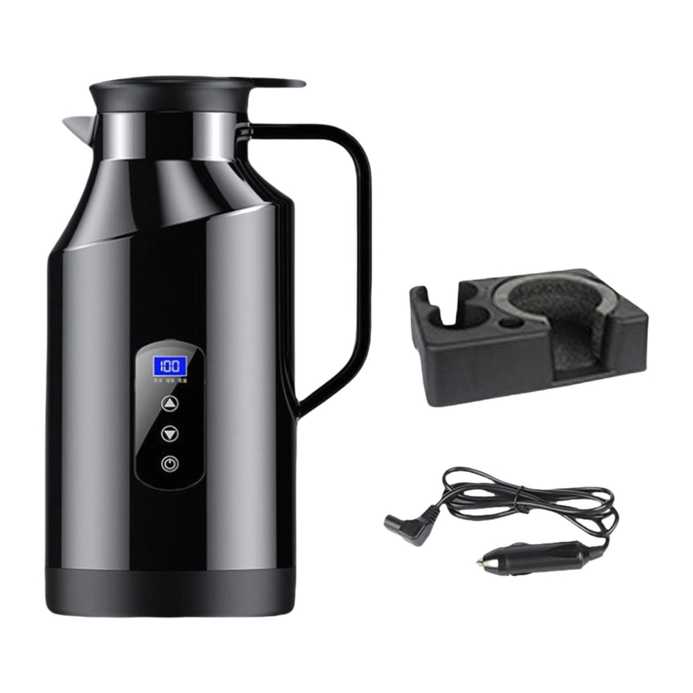 Crofta 12V 24V Car Kettle Electric Boiler Vehicle Travel Kettle for Tea Coffee 1500ml With Base