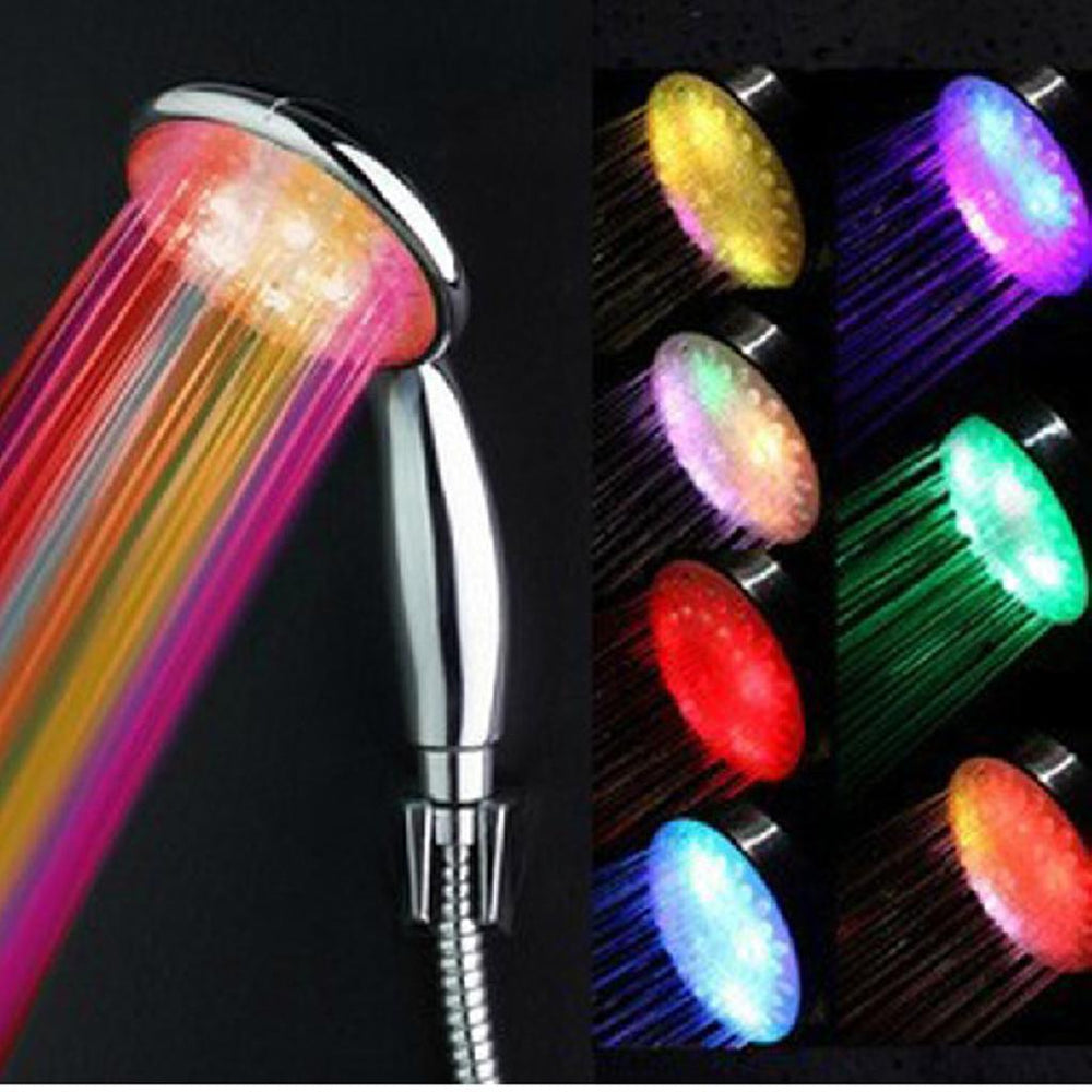 Crofta Plastic 7-Color Flicker LED Shower Head Silver 220mm