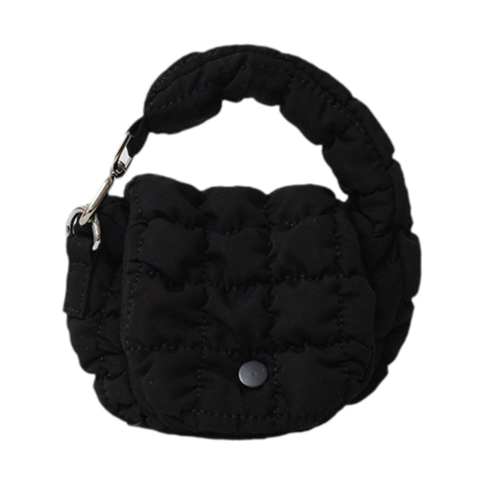 Women's Quilted Handbag Pleated Bag Fashion Change Pouch for Shopping Dating Black