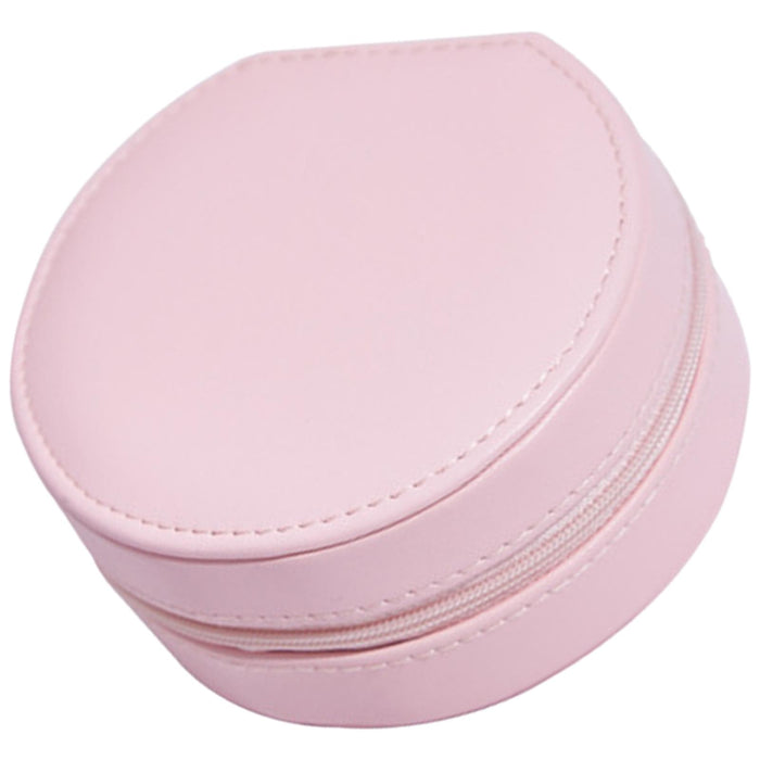 Crofta Jewelry Storage Case Multi-Layer Round with Mirror for Necklace Gifts Girls pink