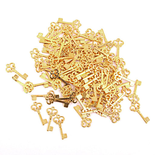 Crofta 100Pcs Jewelry Finding Charms & Pendants Gold Plated Alloy Key Pendants