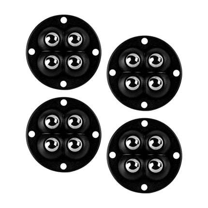 Crofta 4Pcs Mini Castor Roller 360 Degree Rotation Paste for Furniture Storage Box Steel beads black