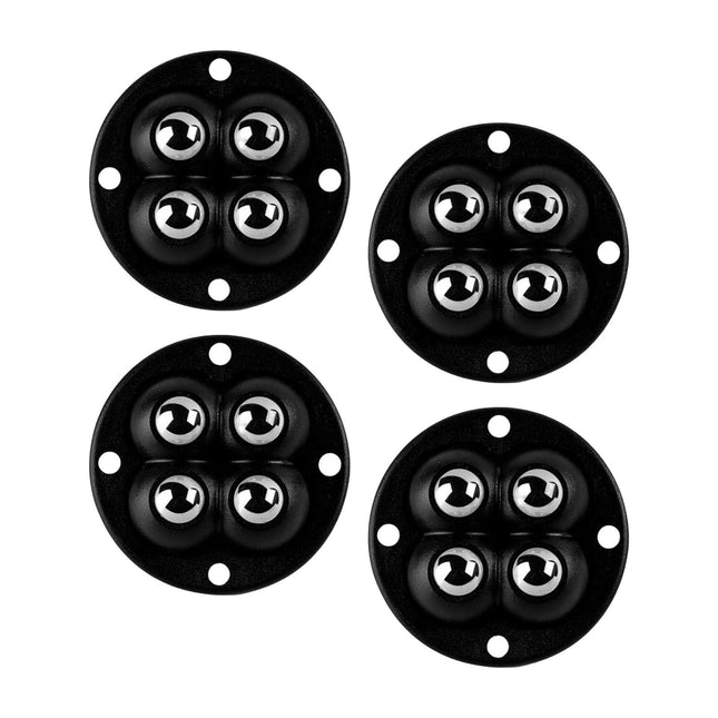 Crofta 4Pcs Mini Castor Roller 360 Degree Rotation Paste for Furniture Storage Box Steel beads black