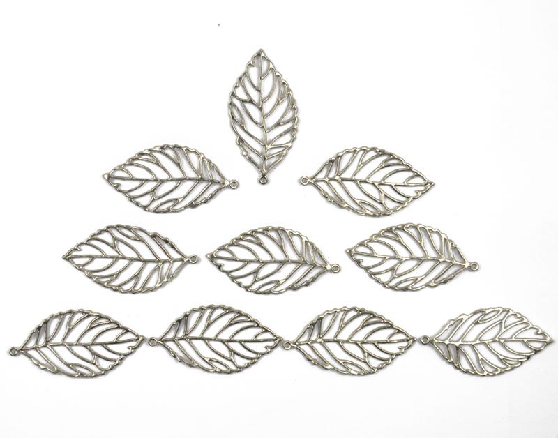 10pcs Silver Plated Alloy Hollow Tree Leaf Jewelry Making Charms Pendant