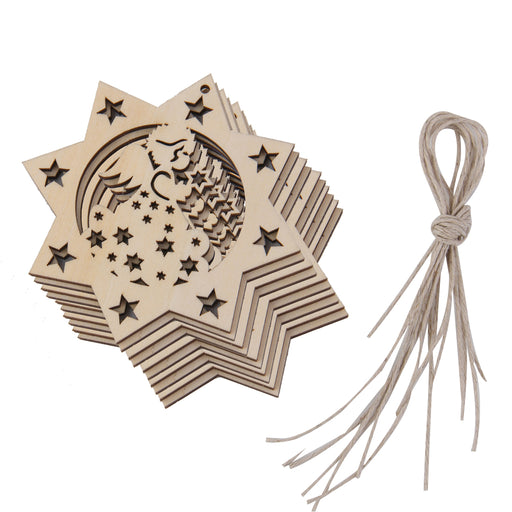 10pcs Angel Cut Out Wooden Embellishment Tag with String