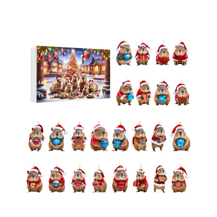 Crofta Xmas Advent Calendar Capybara Christmas with 24 Days Acrylic Advent Calendar B Set