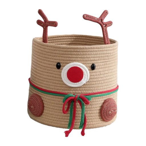 Crofta Reindeer Christmas Basket Storage Bin for Clothes Towels Living Room Holiday L