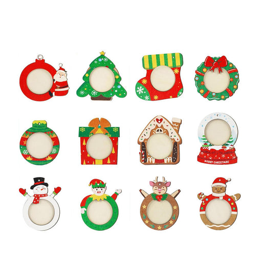 Crofta 12 Pieces Christmas Pictures Frame Hanging Ornament Parties Keepsake Pendant