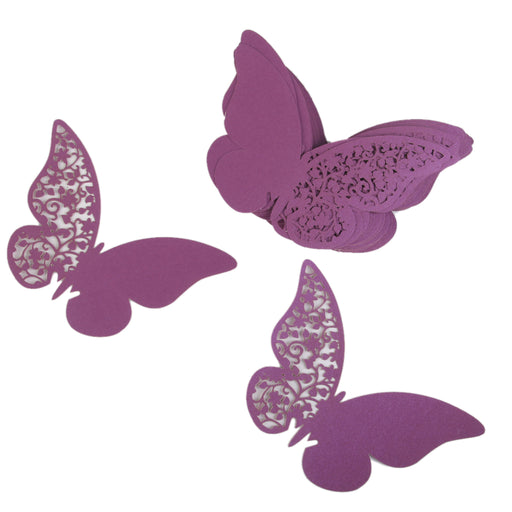 Crofta Butterfly Glass Place Cards Wedding Party Table Decor 50pcs Purple