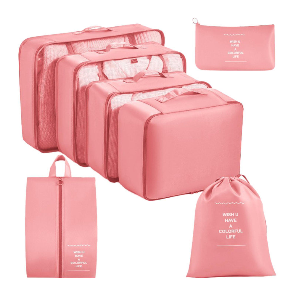 7x Packing Cubes Luggage Packing Organizers for Family Breaks Business Trips Pink