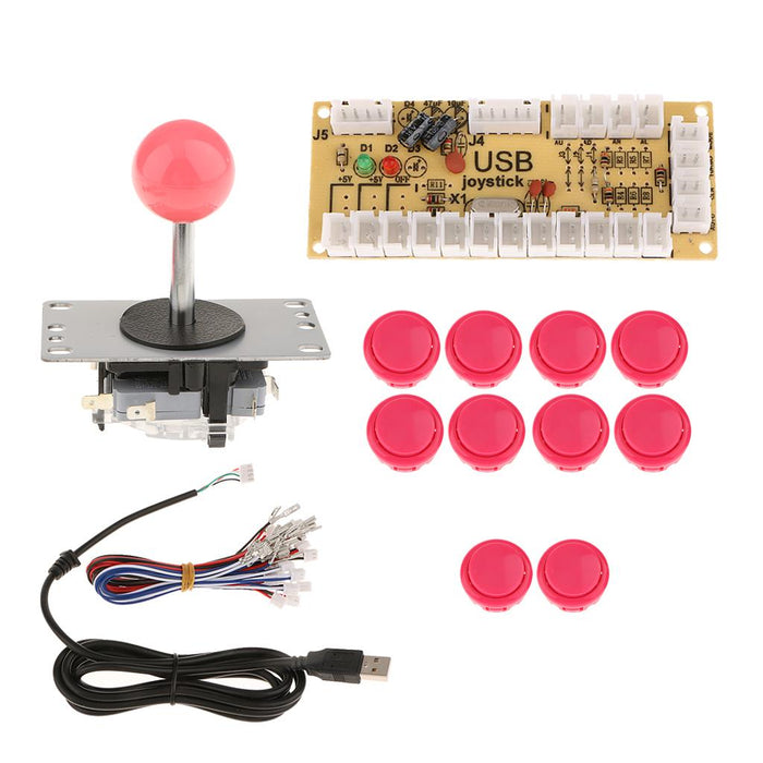 Crofta Zero Delay USB Encoder Board PC Controller Joystick DIY Kits for Arcade Game Pink