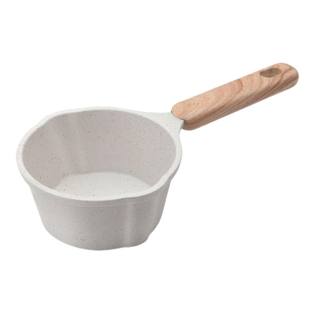 Milk Pan Flat Wooden Handle 280ml Non Stick for Camping Stoves Top Gas Stoves