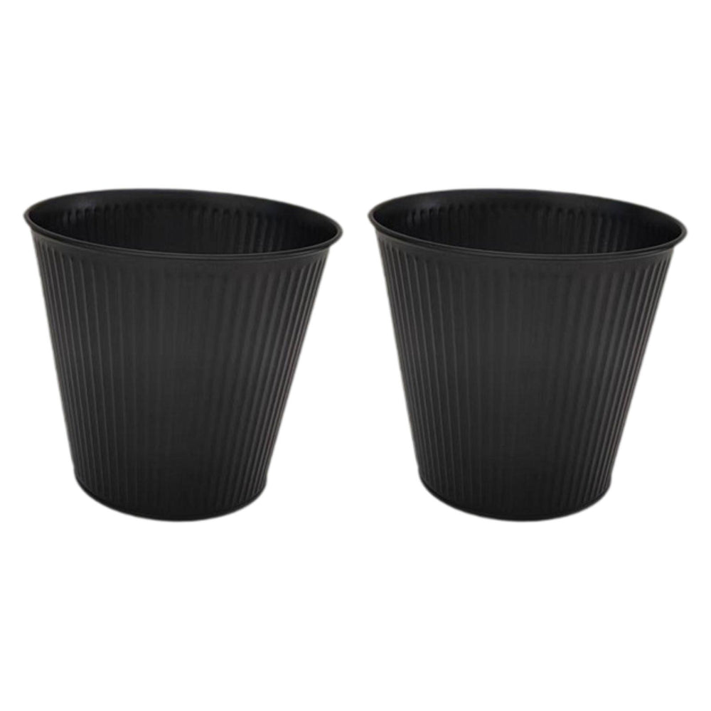 Crofta 2 Pieces Flower Buckets Sculpture Gift Flower Pots for Garden Desktop Office Black