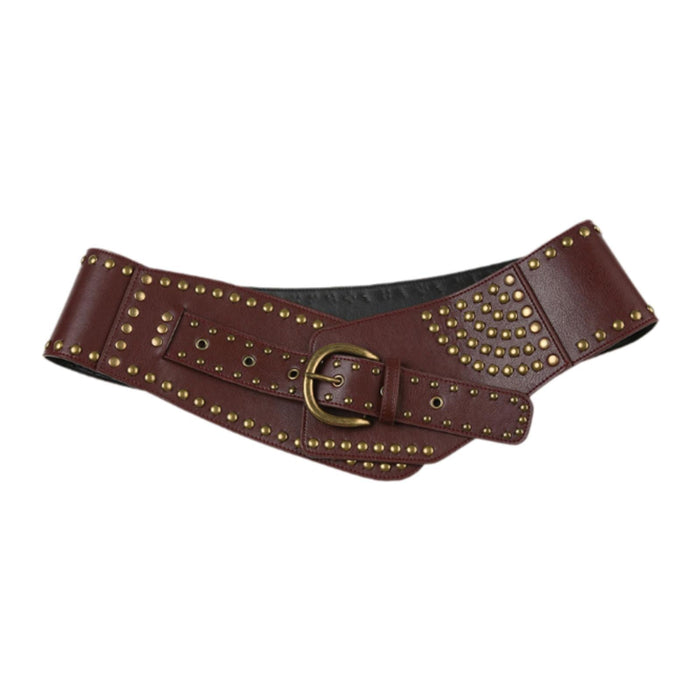 Crofta Women Wide Belt Casual Gothic Belt Costume Accessories Decorative Dress Belt Brown