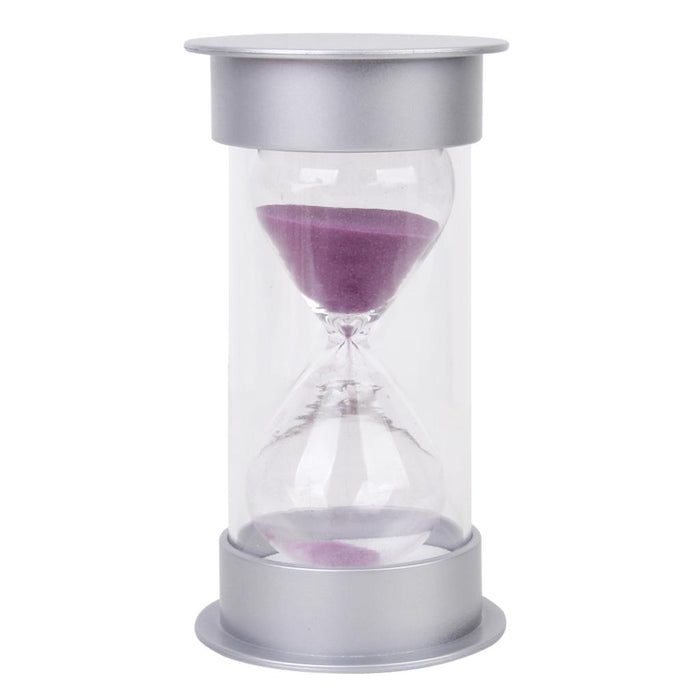 Ten Minutes Hourglass Sandglass Sand Timer Home Decor Silver Lid Purple Sand