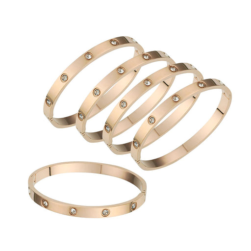 Crofta 5Pcs Bangle Bracelet Wrist Cuff Bracelet for Thanksgiving Engagement Wedding Rose Gold