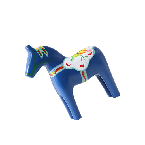 Crofta Wooden Dala Horse Ornament Color Painting for Collection Home Decor Souvenir blue