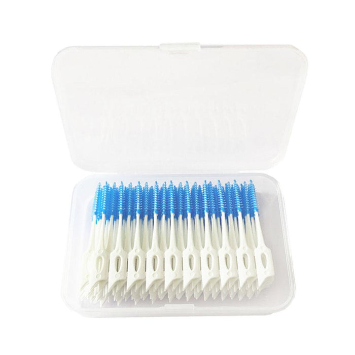 Crofta 160 Pcs Dental Interdental Brush Tooth Pick Flosser Toothpick Sticks Blue