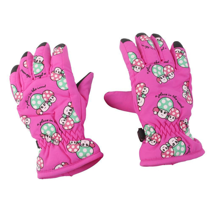 Crofta 1 Pair Winter Warm Breathable 2-4 Years Children Kids Ski Gloves Rose Pink