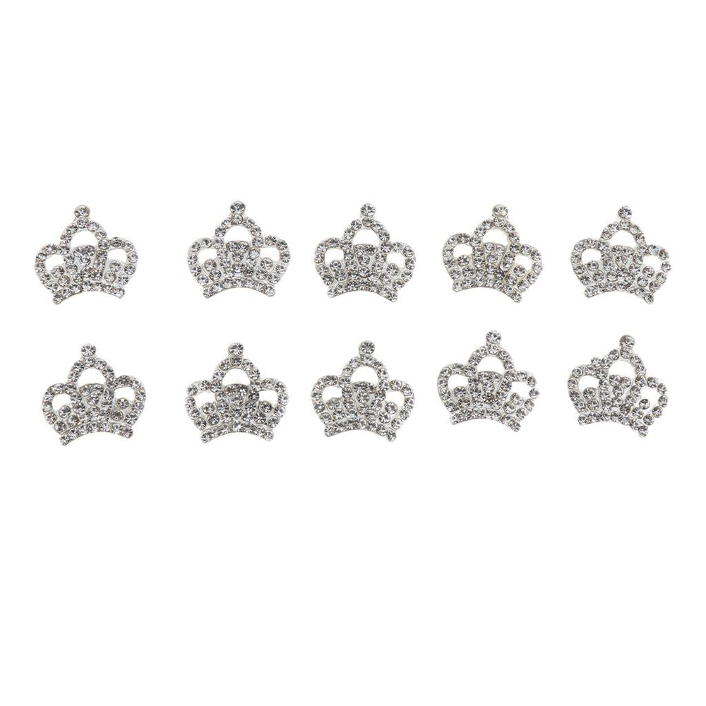 Crofta 10 Silver Rhinestone Crown Bling Kits Craft Embellishments Scrapbook Buttons