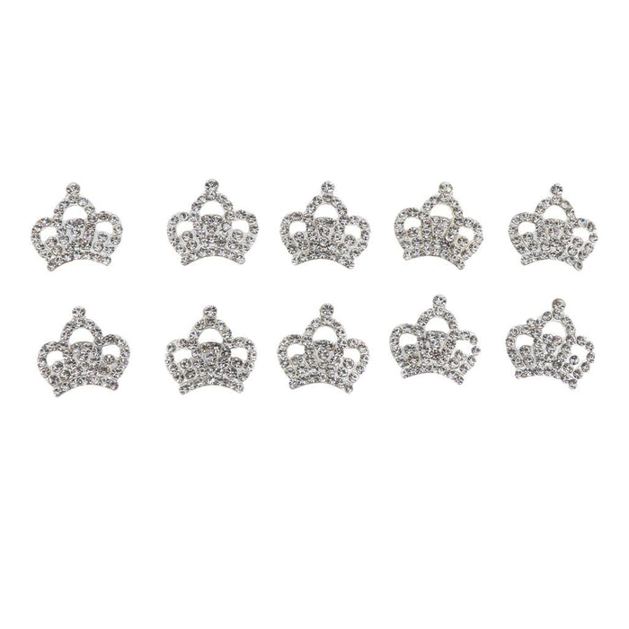 Crofta 10 Silver Rhinestone Crown Bling Kits Craft Embellishments Scrapbook Buttons