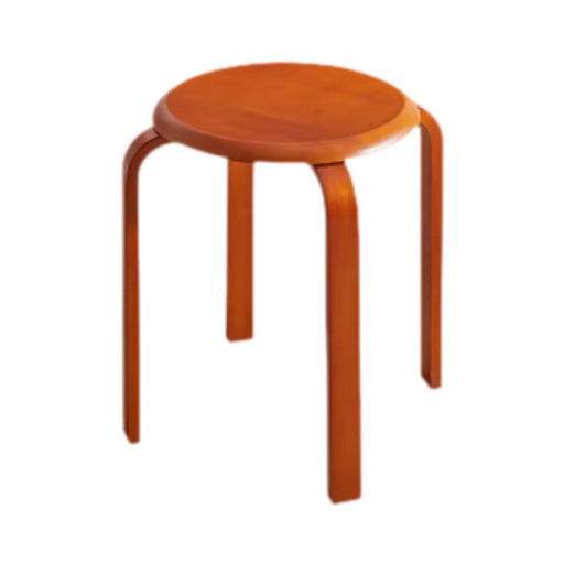 Solid Wood Round Stool Modern Stacking Stool for Living Room Farmhouse Decor Brown