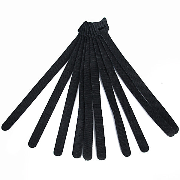 10x Black Reusable Nylon Hook Loop Fastener Strap for Tidy Cable Wire Cord