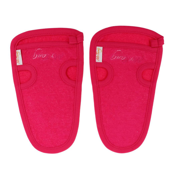 Crofta 2 Pieces Bath Washcloths Skin Exfoliator Glove Shower Body Clean Scrubber Red