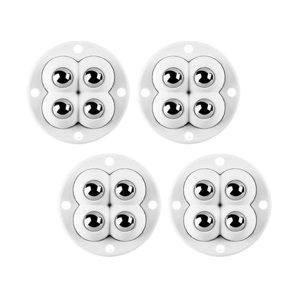 Crofta 4Pcs Mini Castor Roller 360 Degree Rotation Paste for Furniture Storage Box Steel beads white