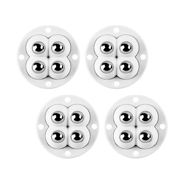 Crofta 4Pcs Mini Castor Roller 360 Degree Rotation Paste for Furniture Storage Box Steel beads white