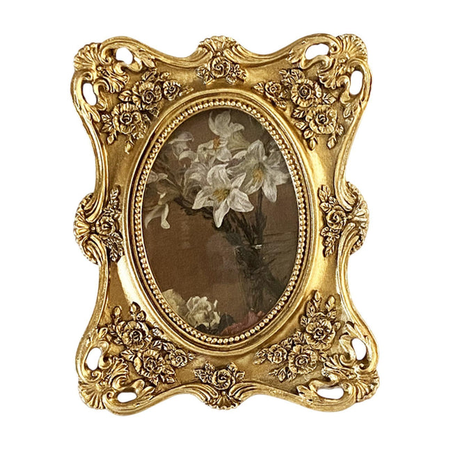 Crofta Vintage Picture Frame Antique Photo Picture Holder for Home Table Decoration 10.5cmx13.5cm