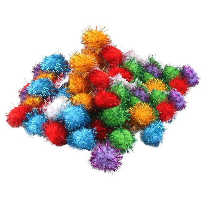 Crofta 140Pieces 3.5cm Glitter Sprayed Pompoms Balls Crafts Making   Toys