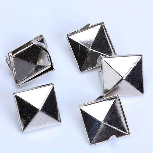 Crofta 100pcs 2 Prongs Pyramid Studs 12mm Silver