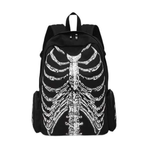 Crofta Men Skull Backpack Casual Portable Skeleton Print for Holidays Shopping Gift